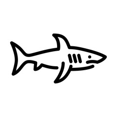 Fototapeta premium Shark outline icon. Shark side view black line illustration.