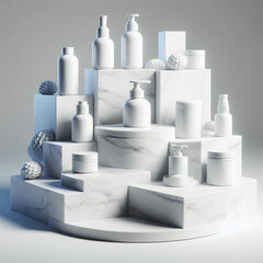 Modern podium perfect for showcasing luxury beauty products.