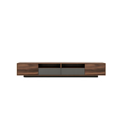 Modern Minimalist Walnut and Grey Media Console