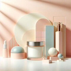 Modern podium perfect for showcasing luxury beauty products.