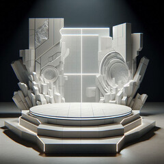 Modern podium perfect for showcasing luxury beauty products.