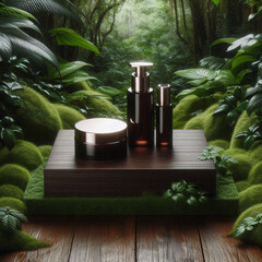 Modern podium perfect for showcasing luxury beauty products.