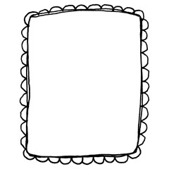 Handrawn pen frame, scribble line border, rectangle doodle line
