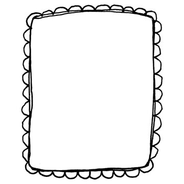 Handrawn pen frame, scribble line border, rectangle doodle line