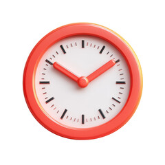 The vibrant coral clock face whispers of urgency and moments ticking by on transparent background