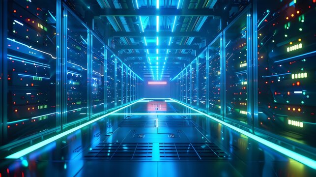 Data center server room it network infrastructure internet hosting cloud computing technology system storage
