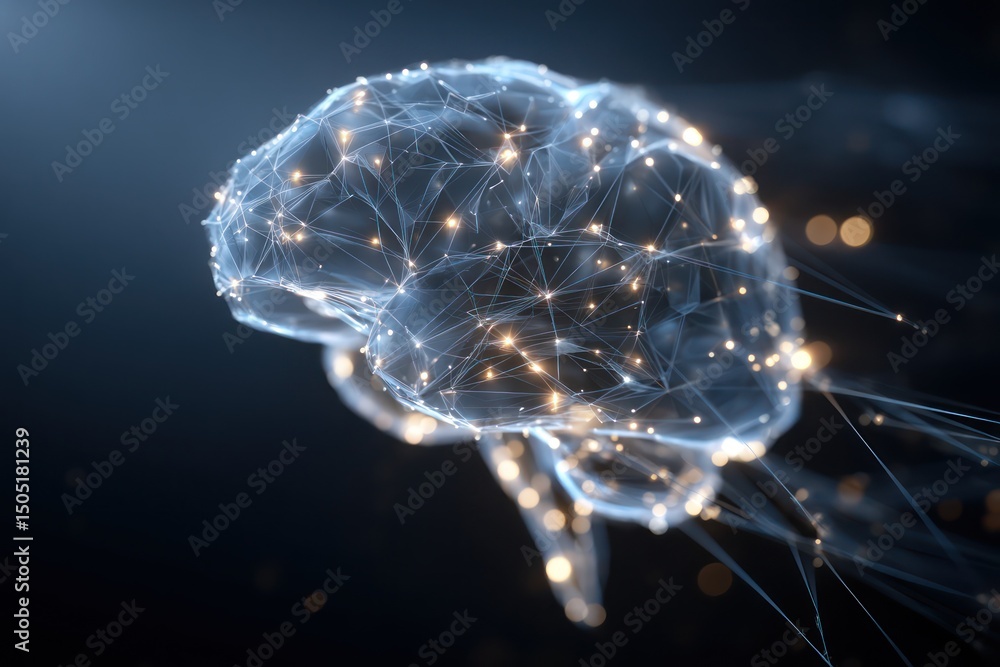 Poster ai brain showcasing real-time data connectivity and dynamic visualizations for improved processing.