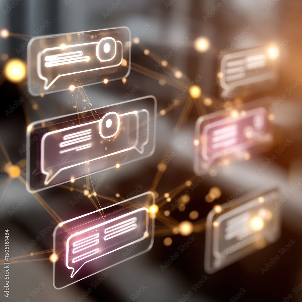 Poster automated customer service managed by ai chatbots, delivering efficient responses in real-time.