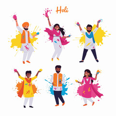 Holi festival celebration people colorful splashes