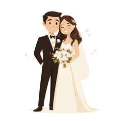 Happy couple wedding illustration