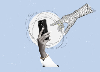 Young girl taking photos with modern smartphone - hands of unrecognizable woman holding and using...