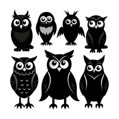 Cute Owl Silhouettes Collection
