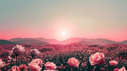Rose Festival Flower Field Background: A Brocade of Fragrance Spreads across the Wilderness, Painting a Gorgeous Scroll of Thousands of Magnificent Roses Shining with Universal Romance