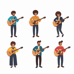 People playing acoustic guitar flat style