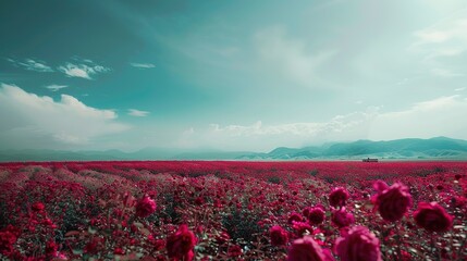 Rose Festival Flower Field Background: A Brocade of Fragrance Spreads across the Wilderness, Painting a Gorgeous Scroll of Thousands of Magnificent Roses Shining with Universal Romance