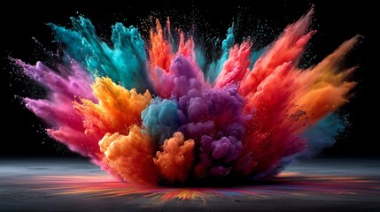 A neon paint explosion bursting from a stone, vibrant splatter art, abstract creativity, high-contrast