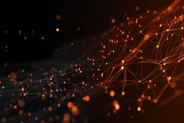 Fototapeta premium Digital art representing AI analysis with glowing dots and geometric shapes illustrating data flow.