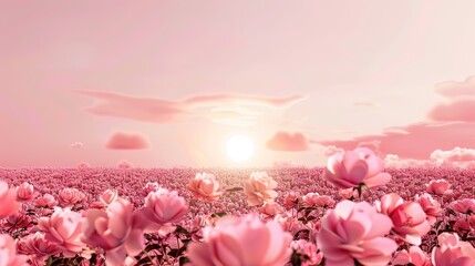 Rose Festival Flower Field Background: A Brocade of Fragrance Spreads across the Wilderness, Painting a Gorgeous Scroll of Thousands of Magnificent Roses Shining with Universal Romance