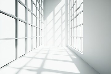 Fototapeta premium Bright and spacious interior with large windows casting shadows