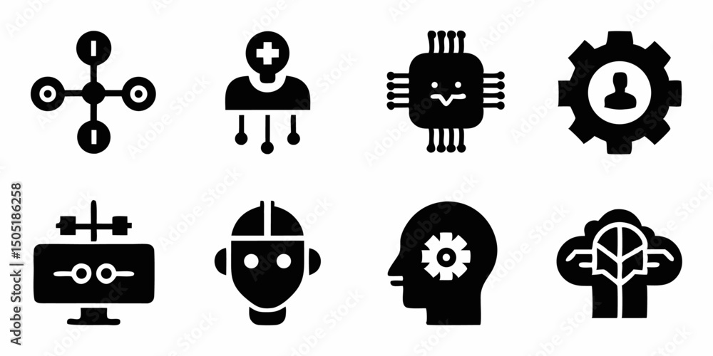 Poster simple artificial intelligence icon machine learning symbol