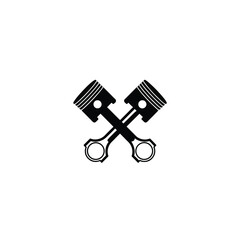 Silhouette of a piston and crankshaft, bold style on white background