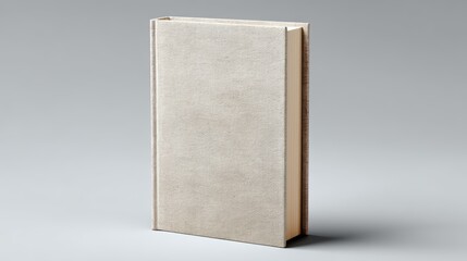 Empty book cover mockup standing upright on neutral background with subtle shadow