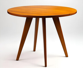 Isolated wooden furniture, including tables, chairs, and stools, with a simple, vintage design for home or school