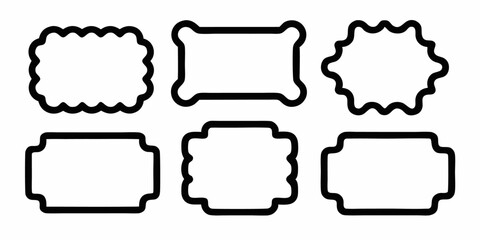 Obraz premium Wavy edge rectangle frames colorful design set