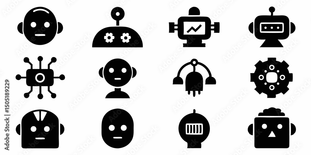 Poster simple artificial intelligence icon machine learning data science