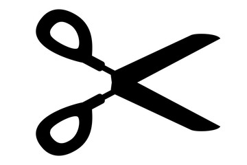 Simple silhouette of open scissors. Scissors logo icon. Scissors silhouette logo icon. Stock vector illustration isolated on white background.