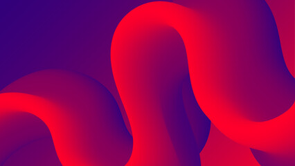 Abstract vibrant 3D fluid shapes in red and purple tones dynamic wave composition