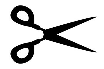 Simple silhouette of open scissors. Scissors logo icon. Scissors silhouette logo icon. Stock vector illustration isolated on white background.