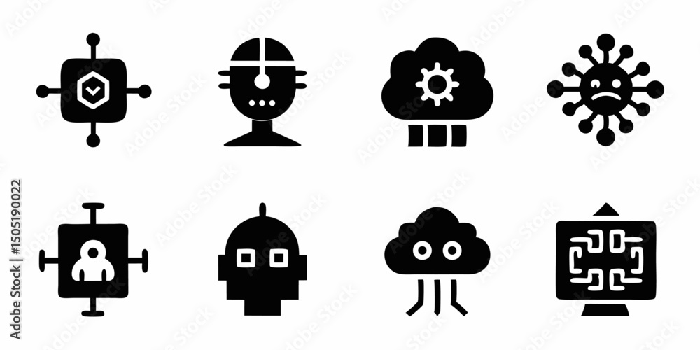 Poster simple artificial intelligence icon machine learning data science