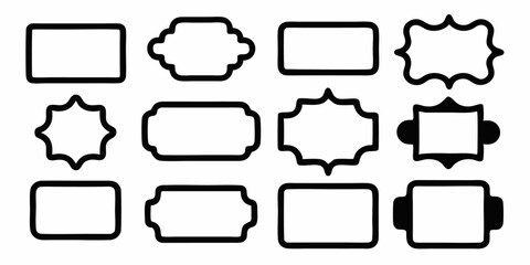 Collection of wavy edged rectangle frames graphic design elements