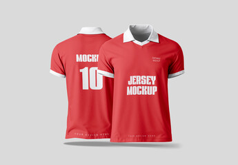 V-Neck Polo Sports Jersey Mockup Template
