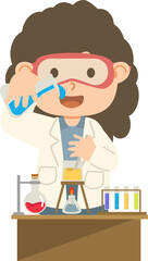 Illustration of Scientist Doing Chemistry Experiment in the lab
