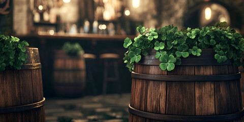 Traditional Irish Pub Setup with Wooden Bar and Classic Decor