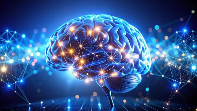 Neural network innovation and research with glowing brain connections and digital data flow symbolizing neuroscience and AI development - Powered by Adobe