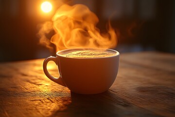 Warm Sunrise Coffee Moment - Perfect Start to the Day