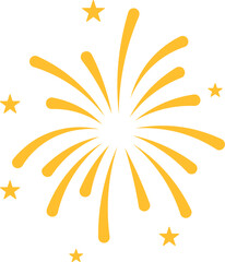 Yellow Firework Burst with Star Sparkles - Celebration Element