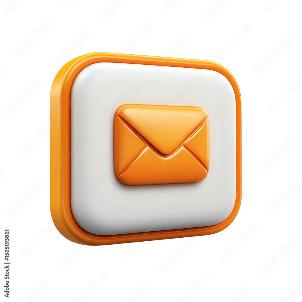 Aufkleber an inviting orange email icon symbolizing connection and communication on on transparent background
