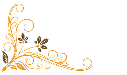 Fototapeta premium Elegant Decorative Border with Floral and Swirl Motifs on white transparent Background