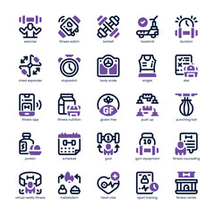 Fitness Goal Icon pack for your website, mobile, presentation, and logo design. Fitness Goal Icon dual tone design. Vector graphics illustration and editable stroke.