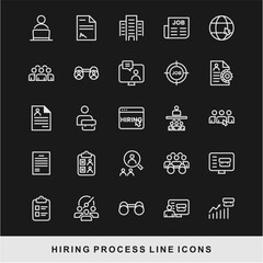 Hiring Process Line Icons. Recruitment, Job Application, Interview, Candidate Selection Vector Set