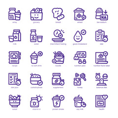 Nutrition Plan Icon pack for your website, mobile, presentation, and logo design. Nutrition Plan Icon line basic color design. Vector graphics illustration and editable stroke.