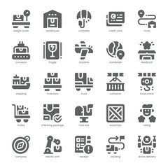 Shipping Service Icon pack for your website, mobile, presentation, and logo design. Shipping Service Icon solid design. Vector graphics illustration and editable stroke.