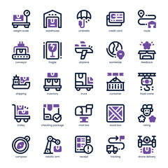 Shipping Service Icon pack for your website, mobile, presentation, and logo design. Shipping Service Icon dual tone design. Vector graphics illustration and editable stroke.