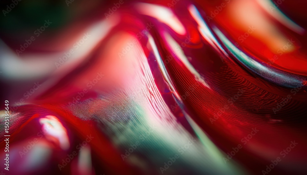Aufkleber vivid red abstract macro texture with fingerprint like lines and liquid sheen for digital art, brand
