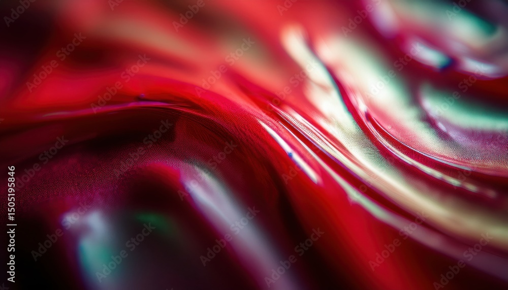 Aufkleber vivid red abstract macro texture with fingerprint like lines and liquid sheen for digital art, branding, print, and web design

