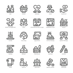 Wellness Retreat Icon pack for your website, mobile, presentation, and logo design. Wellness Retreat Icon outline design. Vector graphics illustration and editable stroke.